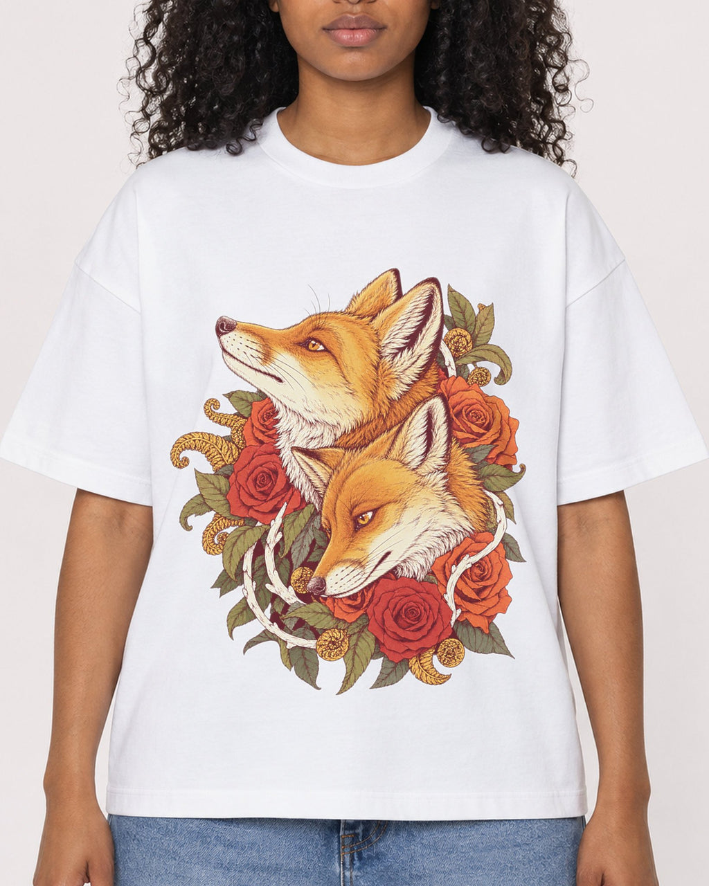 Mockup Boxy Heavyweight Tee White female close-up 05