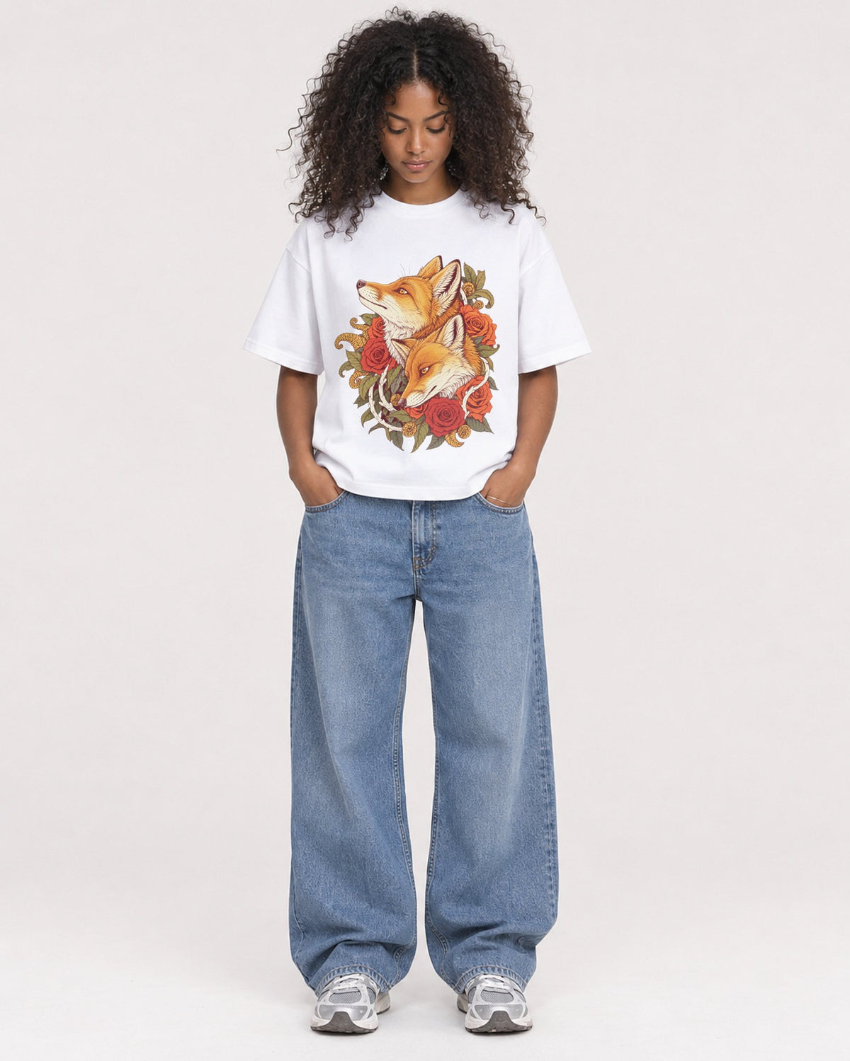 Mockup Boxy Heavyweight Tee White female full-body 05