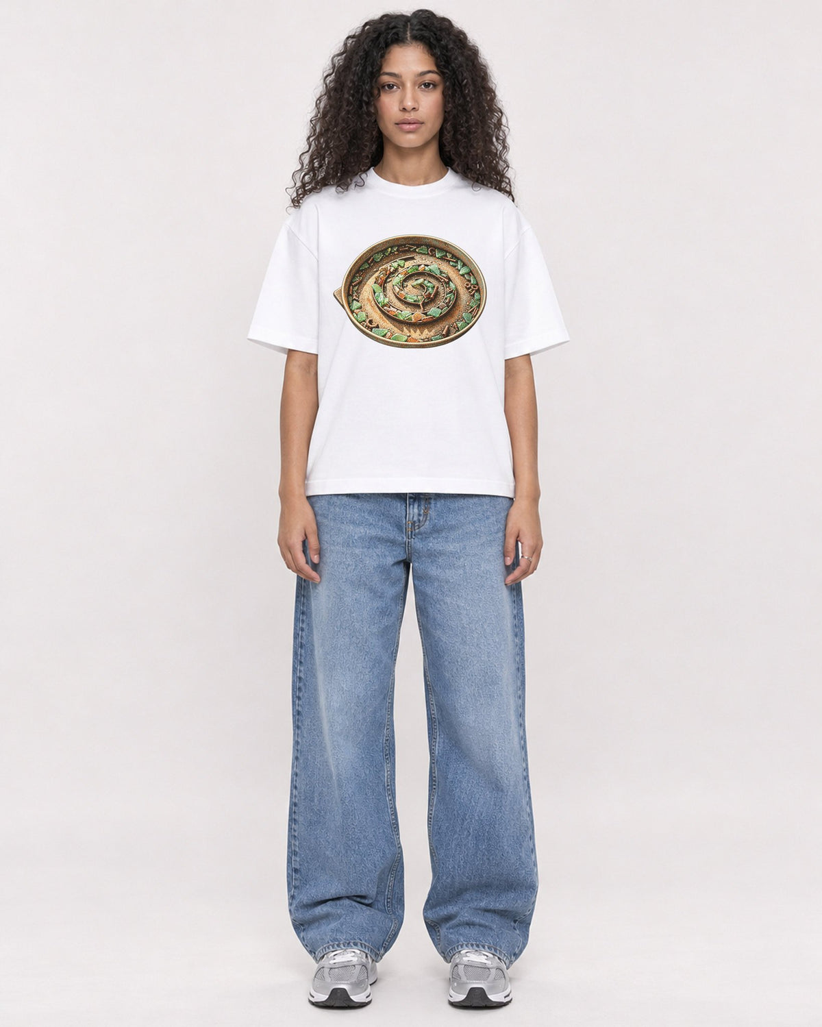 Mockup Boxy Heavyweight Tee White female full-body 10