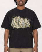 Mockup Boxy Heavyweight Tee Black male close-up 04
