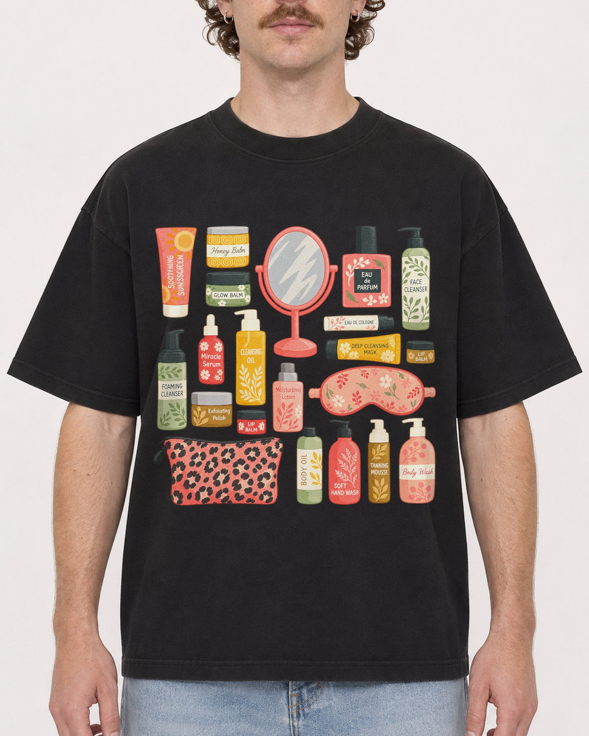 Mockup Boxy Heavyweight Tee Black male close-up 09