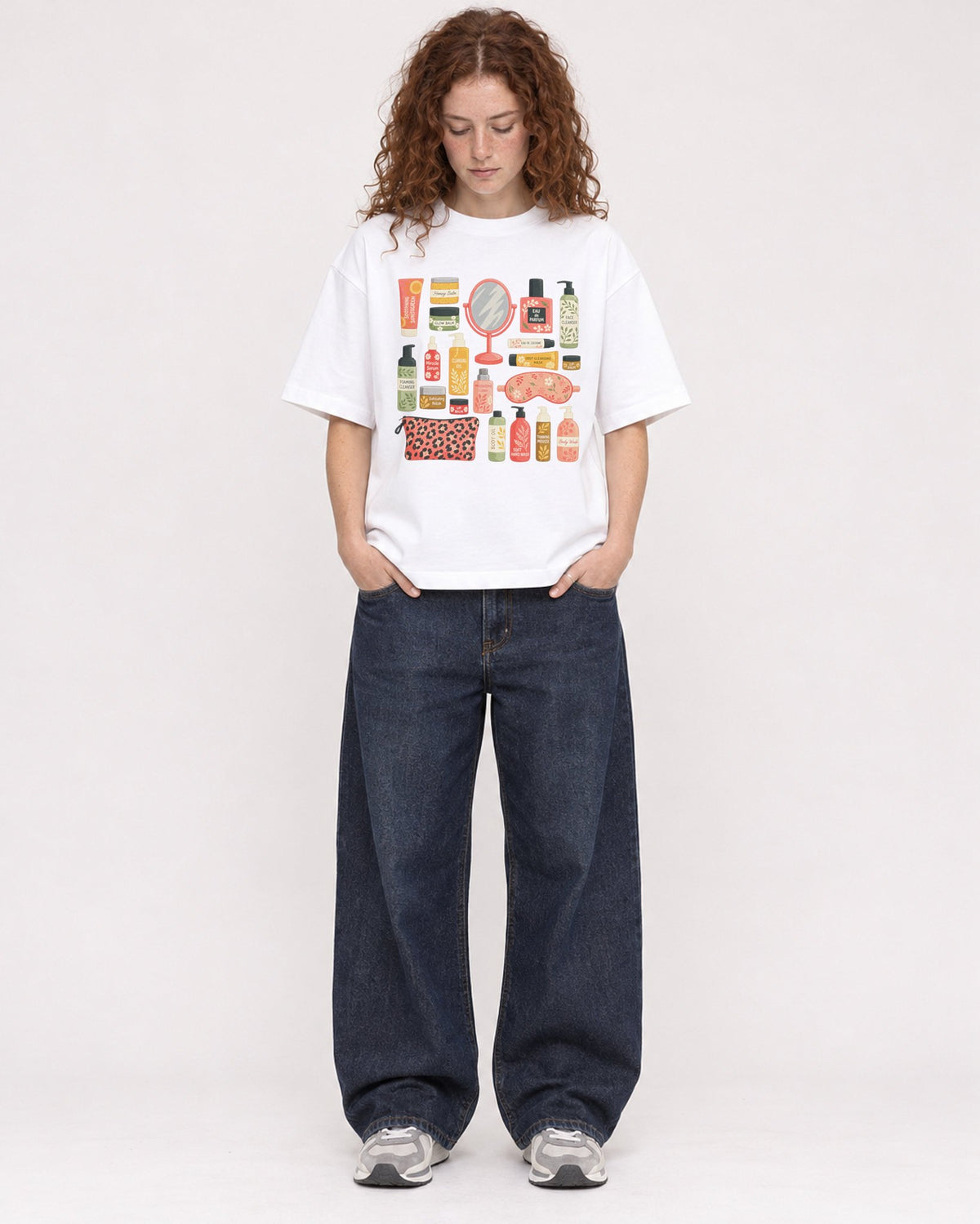 Mockup Boxy Heavyweight Tee White female full-body 09