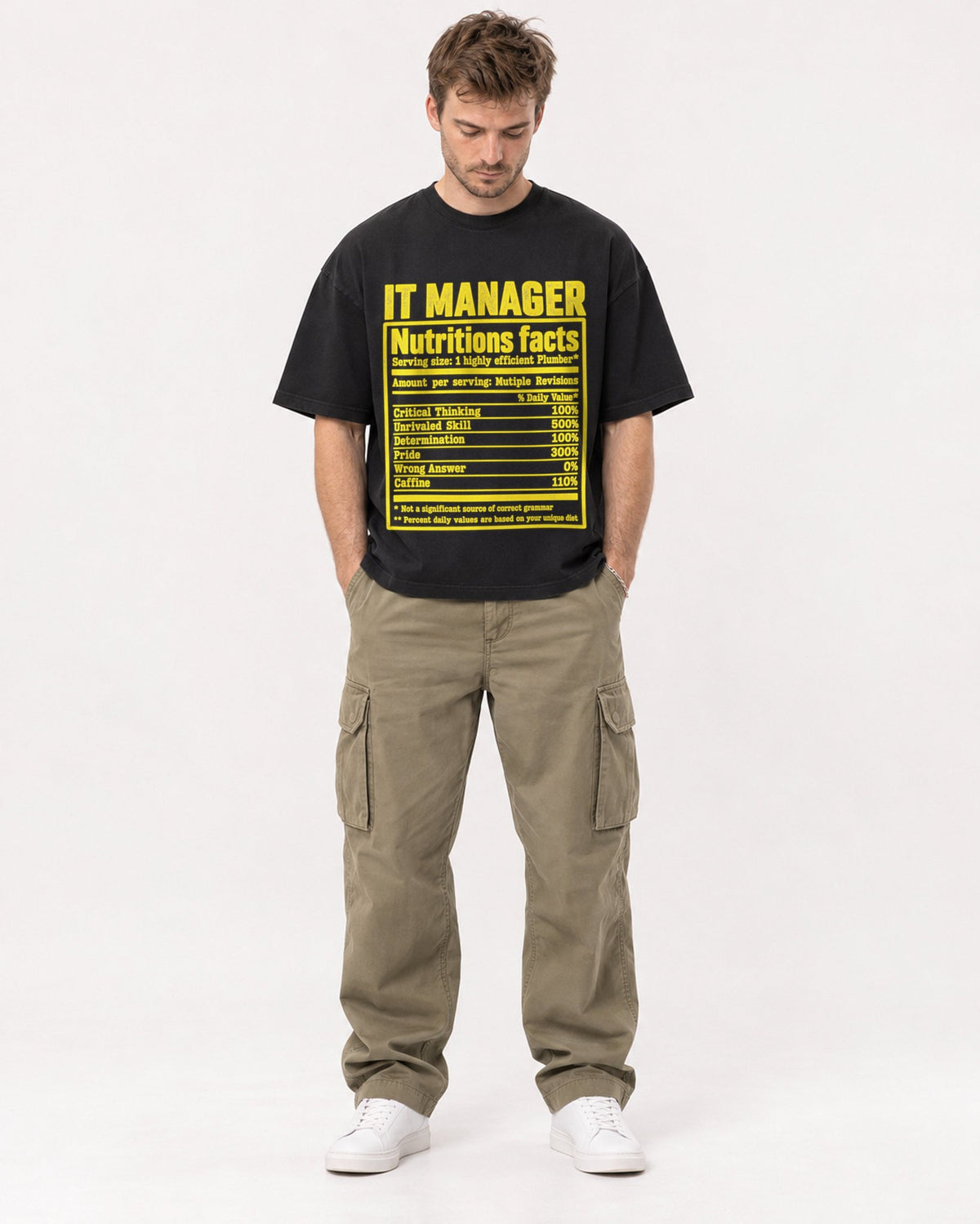 Mockup Boxy Heavyweight Tee Black male full-body 08