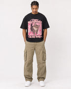 Mockup Boxy Heavyweight Tee Black male full-body 40