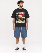 Mockup Boxy Heavyweight Tee Black male full-body 07