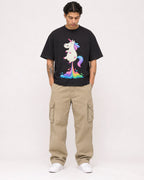 Mockup Boxy Heavyweight Tee Black male full-body 36