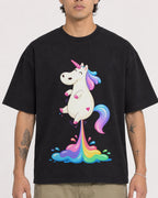Mockup Boxy Heavyweight Tee Black male close-up 36