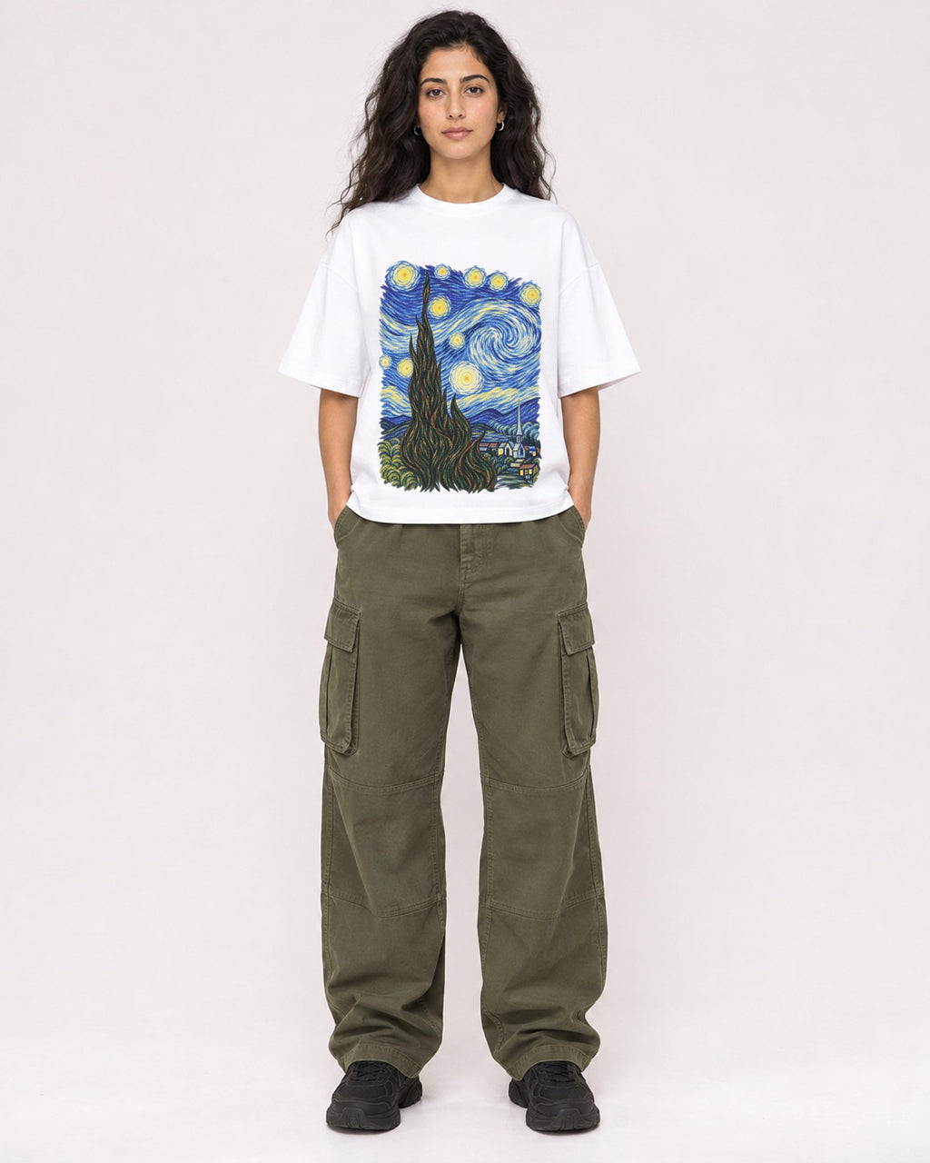 Mockup Boxy Heavyweight Tee White female full-body 07