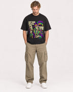 Mockup Boxy Heavyweight Tee Black male full-body 28