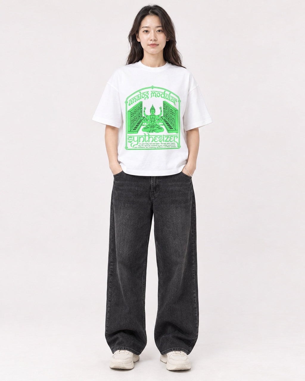 Mockup Boxy Heavyweight Tee White female full-body 03