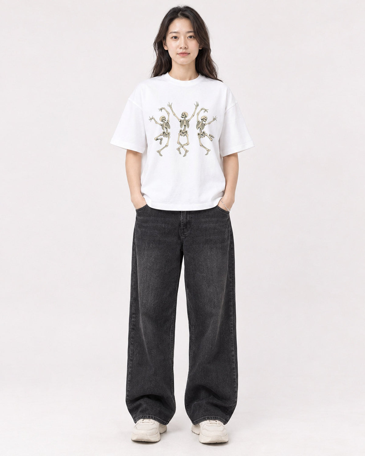 Mockup Boxy Heavyweight Tee White female full-body 03