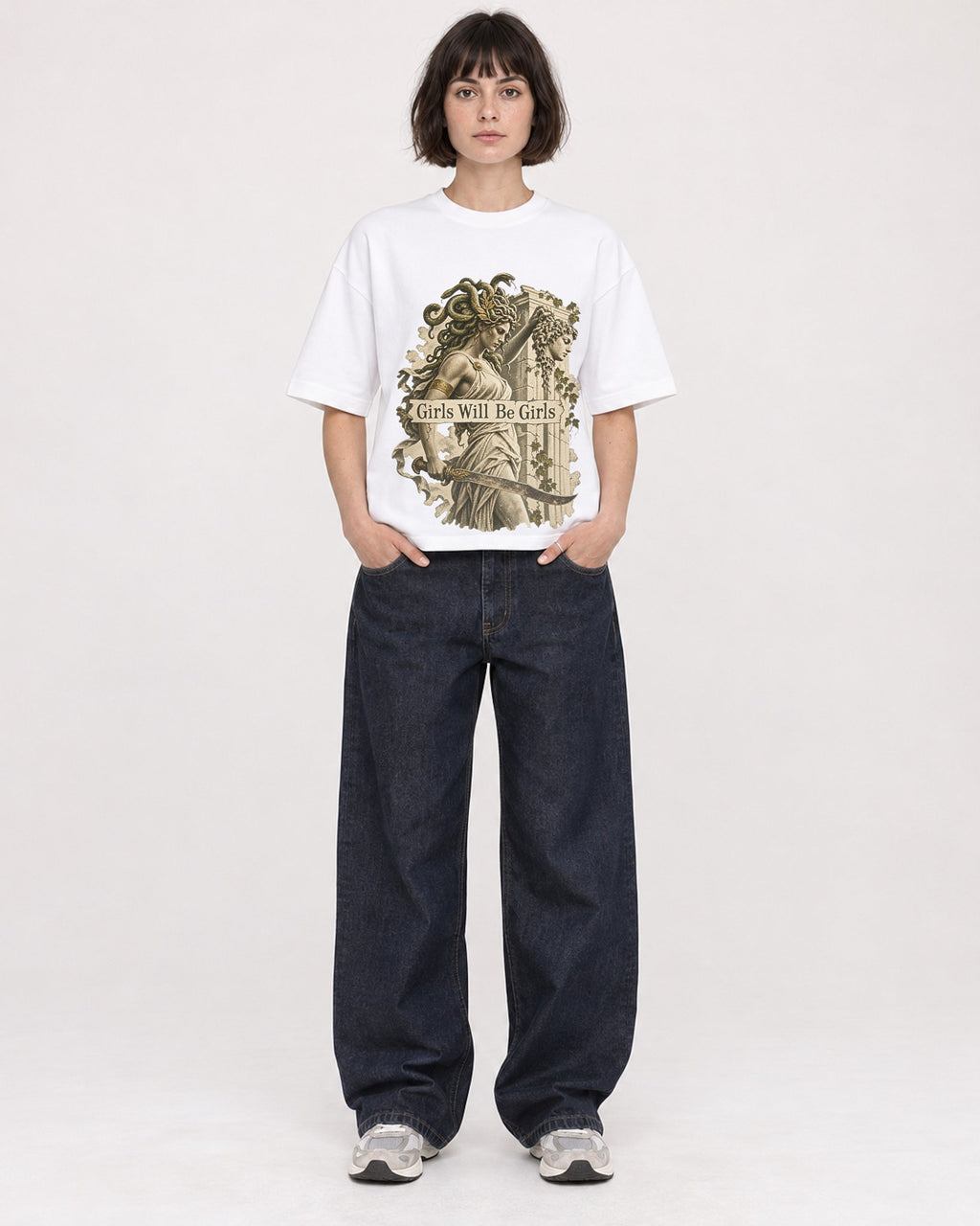 Mockup Boxy Heavyweight Tee White female full-body 39