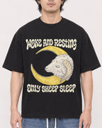 Mockup Boxy Heavyweight Tee Black male close-up 03