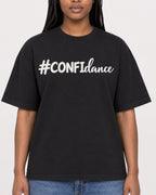 Mockup Boxy Heavyweight Tee Black female close-up 04
