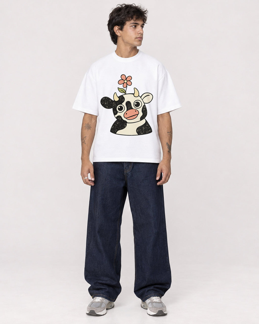 Mockup Boxy Heavyweight Tee White male full-body 06
