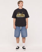 Mockup Boxy Heavyweight Tee Black male full-body 19