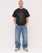 Mockup Boxy Heavyweight Tee Black male full-body 18
