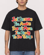 Mockup Boxy Heavyweight Tee Black male close-up 06