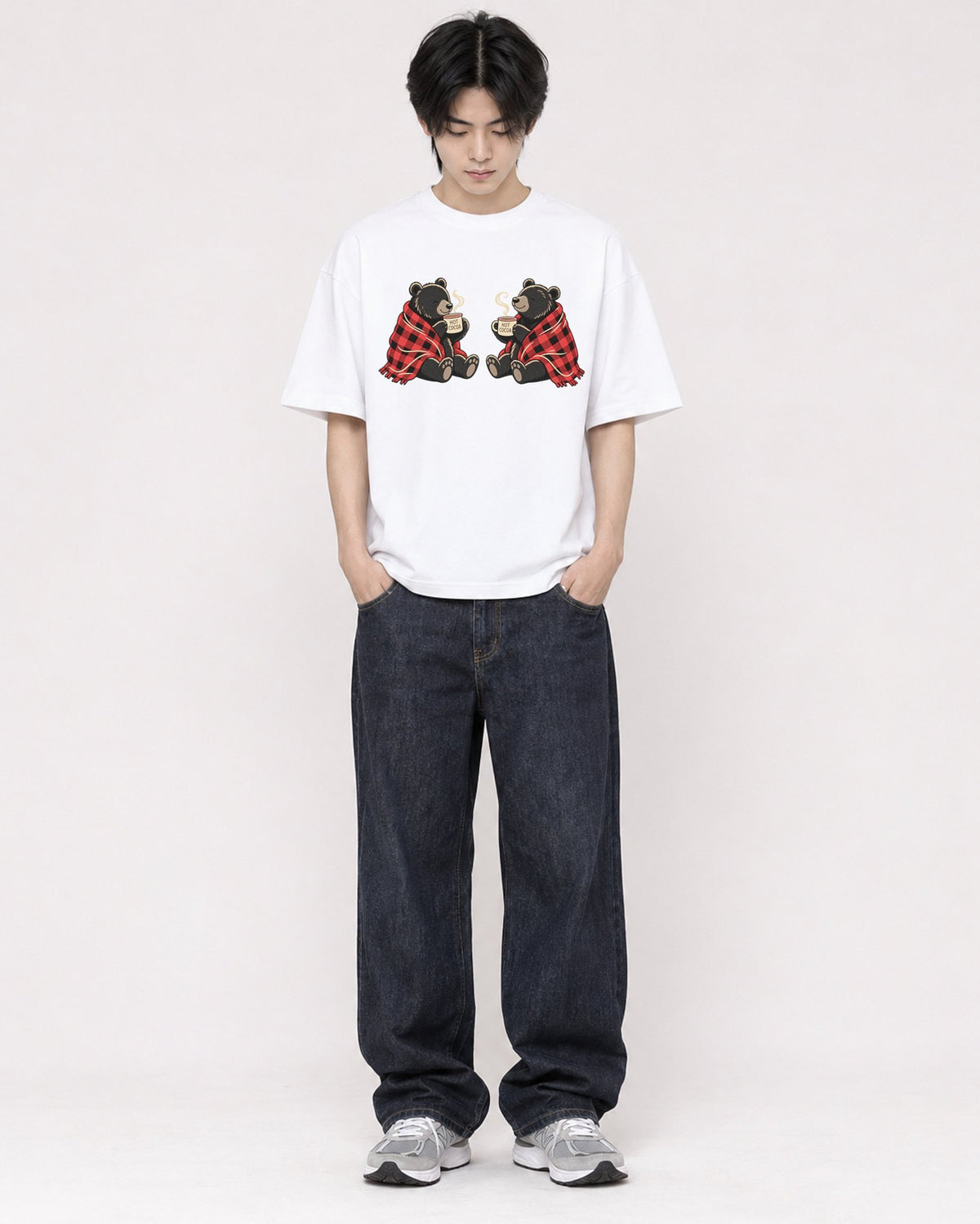 Mockup Boxy Heavyweight Tee White male full-body 11