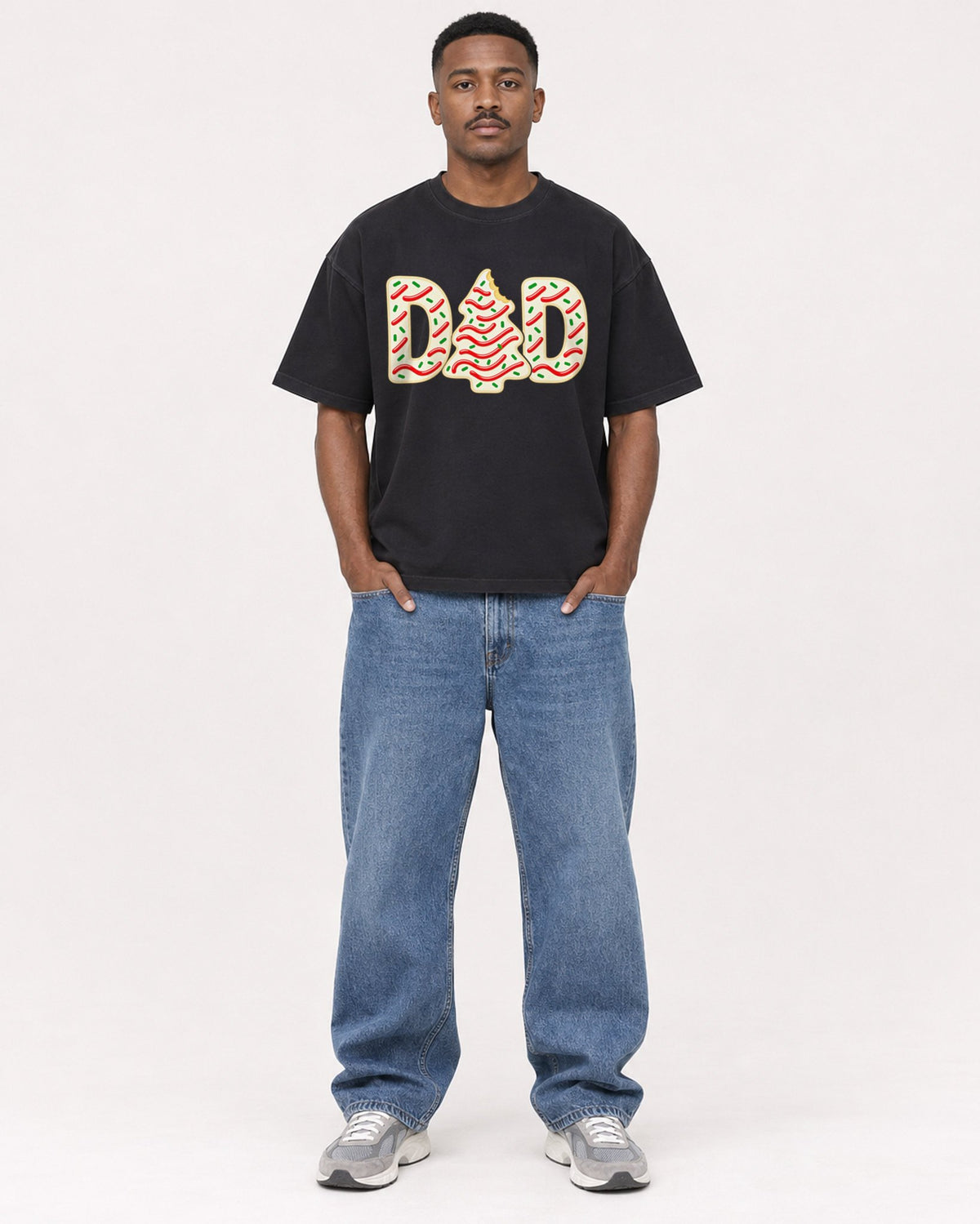 Mockup Boxy Heavyweight Tee Black male full-body 14