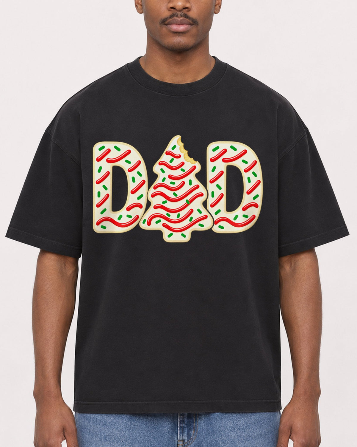Mockup Boxy Heavyweight Tee Black male close-up 14