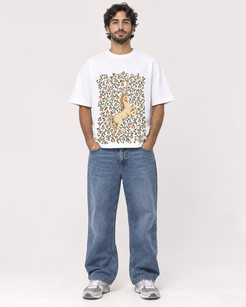 Mockup Boxy Heavyweight Tee White male full-body 17