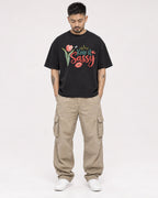 Mockup Boxy Heavyweight Tee Black male full-body 12