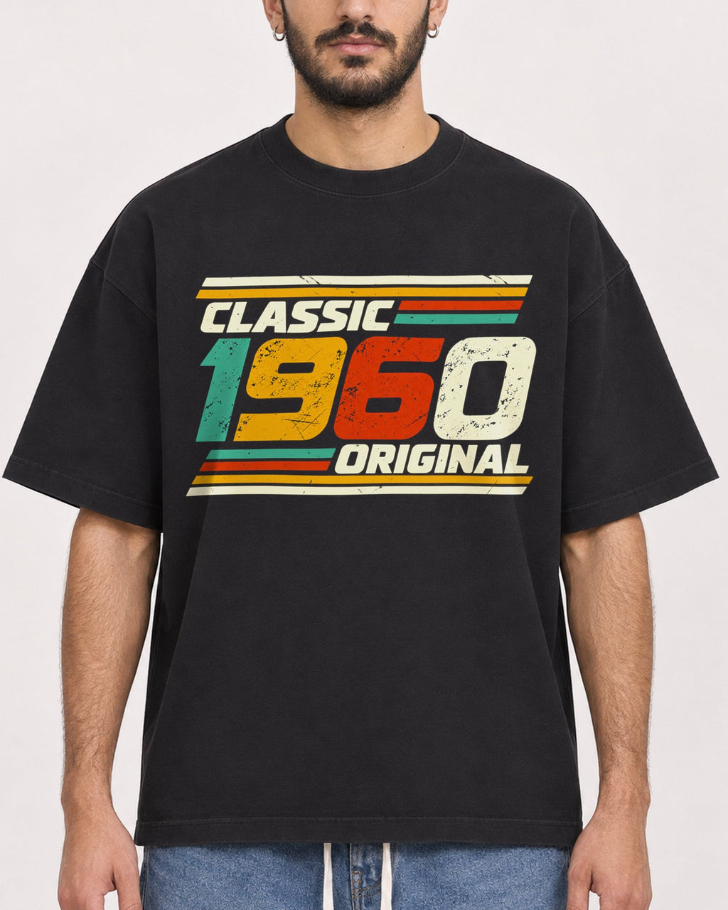 Mockup Boxy Heavyweight Tee Black male close-up 07