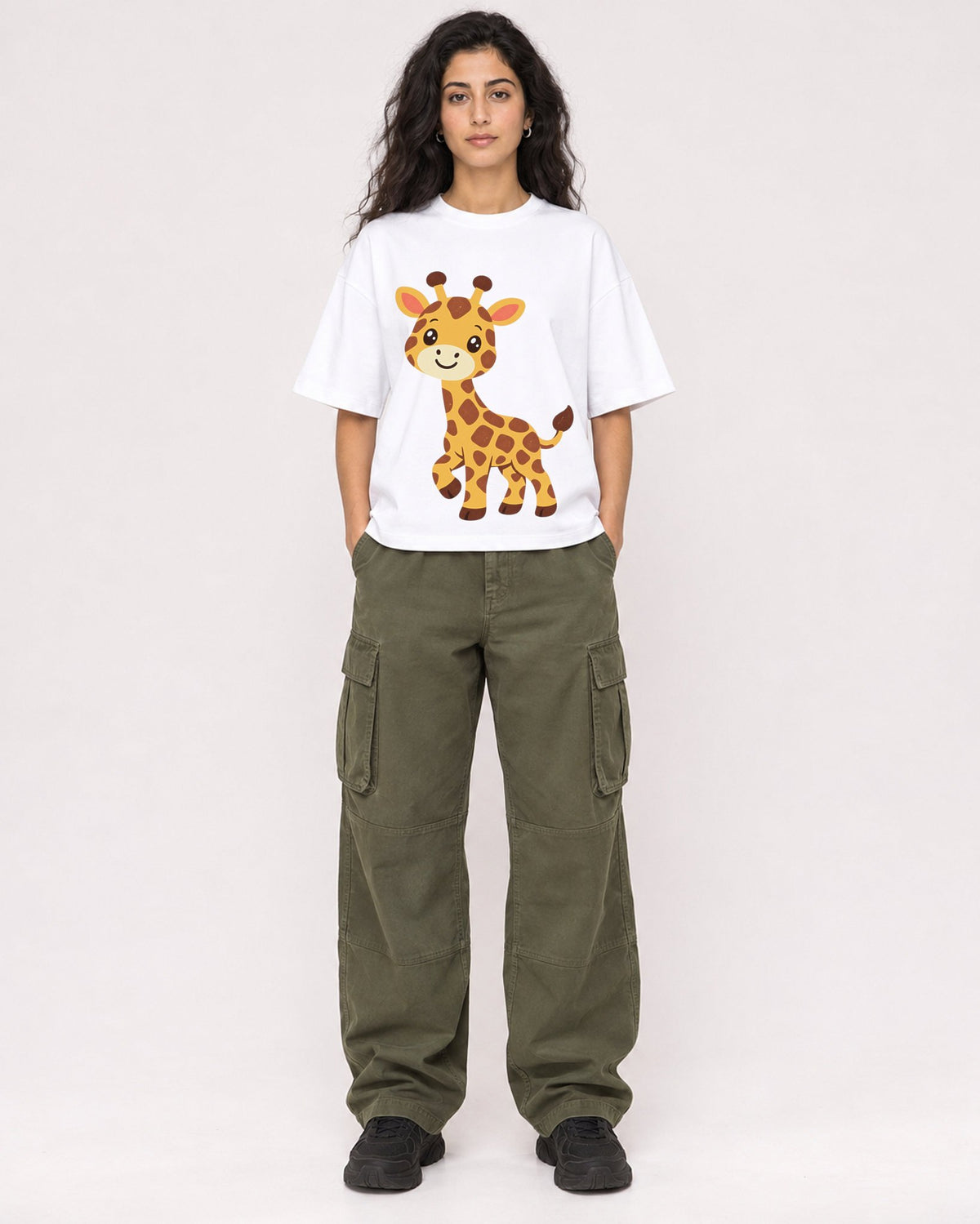 Mockup Boxy Heavyweight Tee White female full-body 07