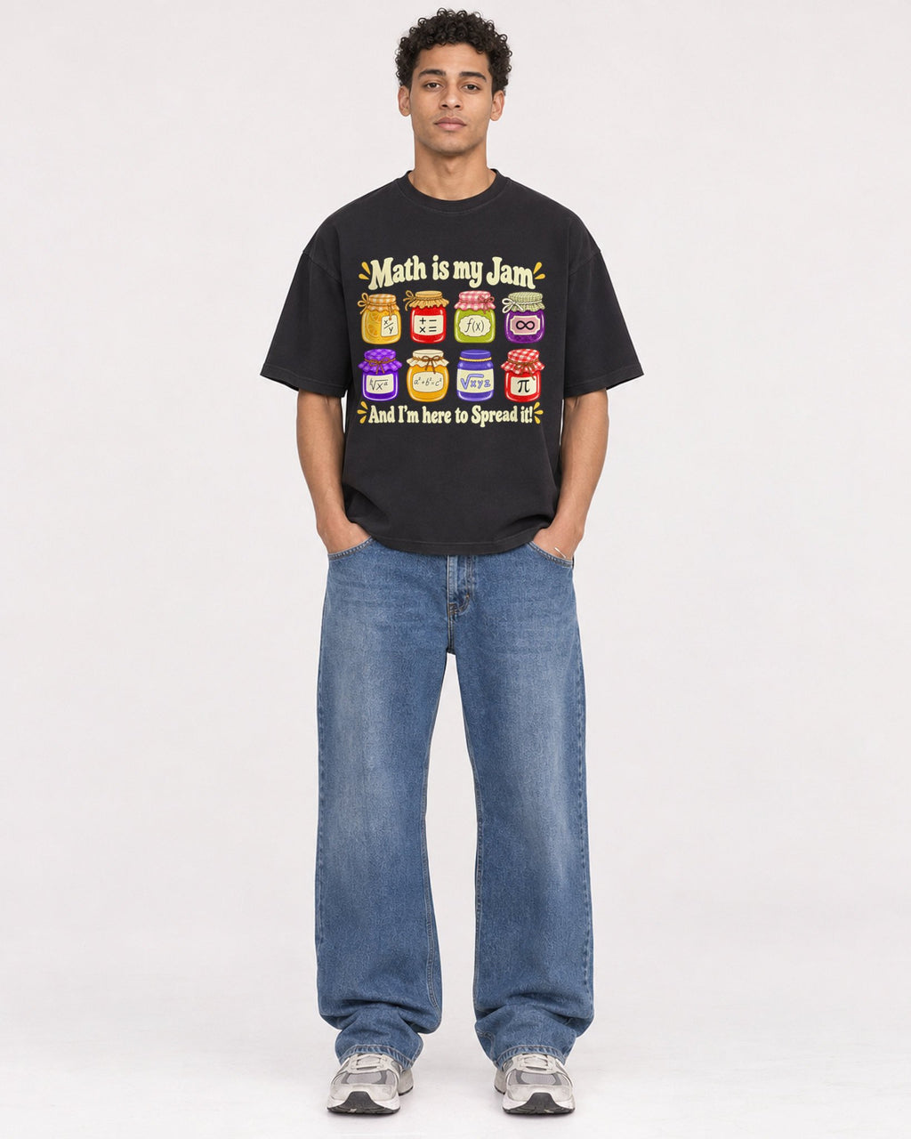 Mockup Boxy Heavyweight Tee Black male full-body 10