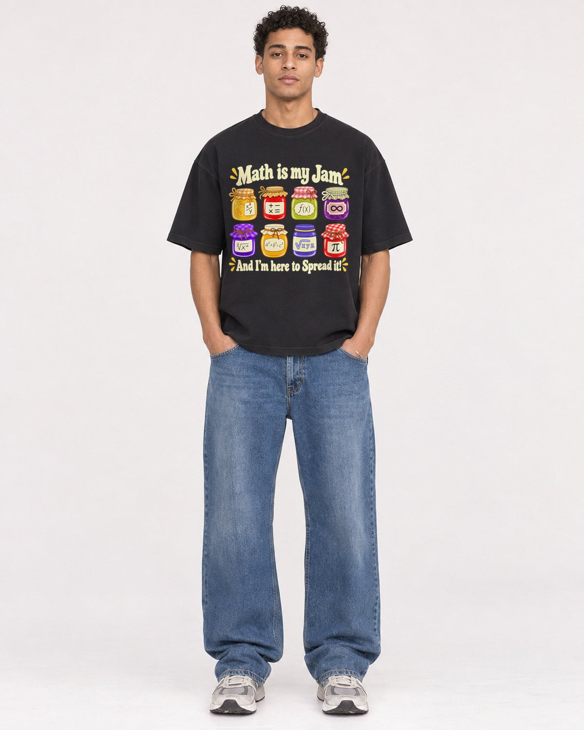 Mockup Boxy Heavyweight Tee Black male full-body 10