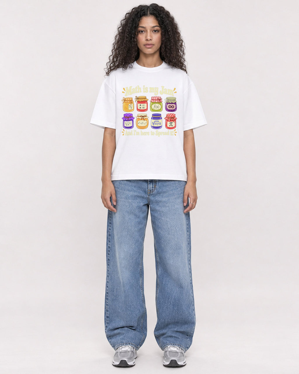 Mockup Boxy Heavyweight Tee White female full-body 10