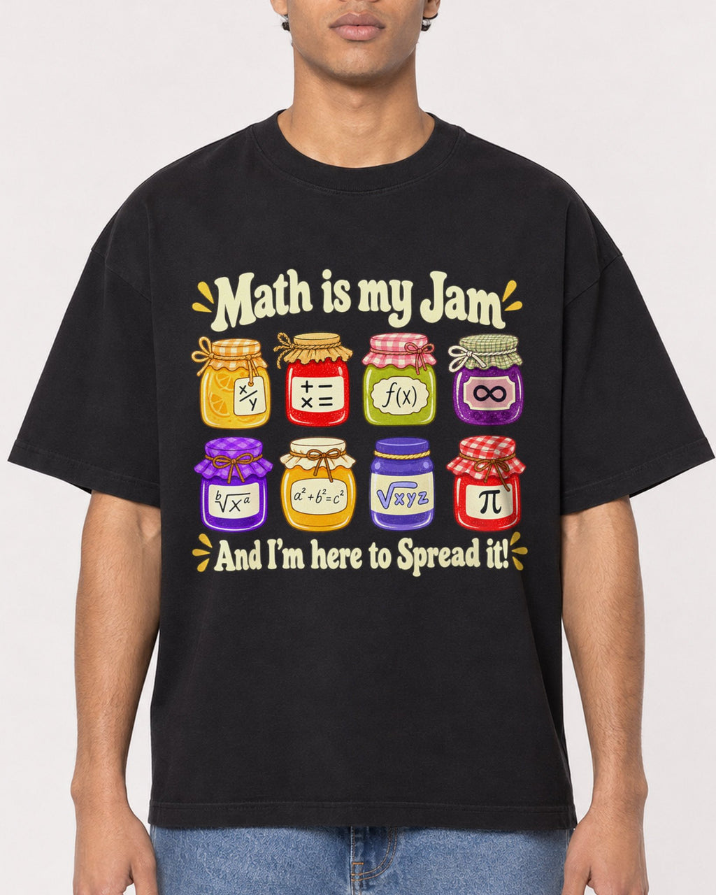 Mockup Boxy Heavyweight Tee Black male close-up 10