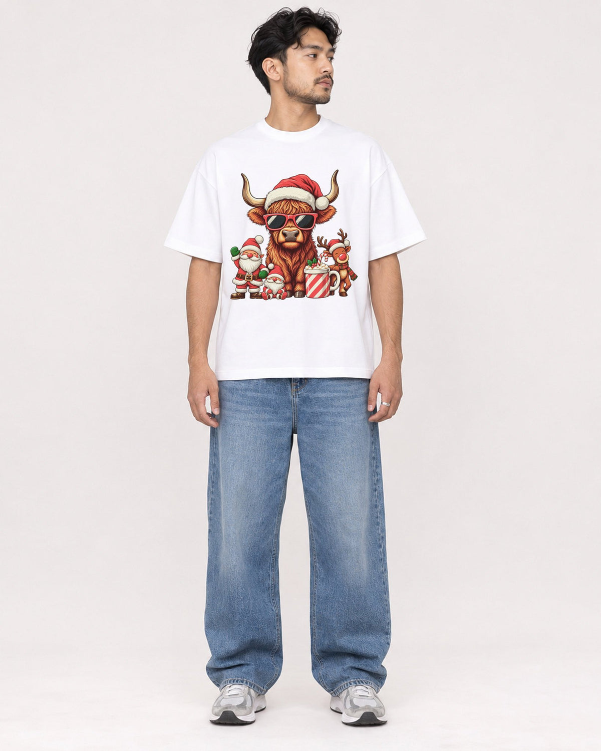 Mockup Boxy Heavyweight Tee White male full-body 02