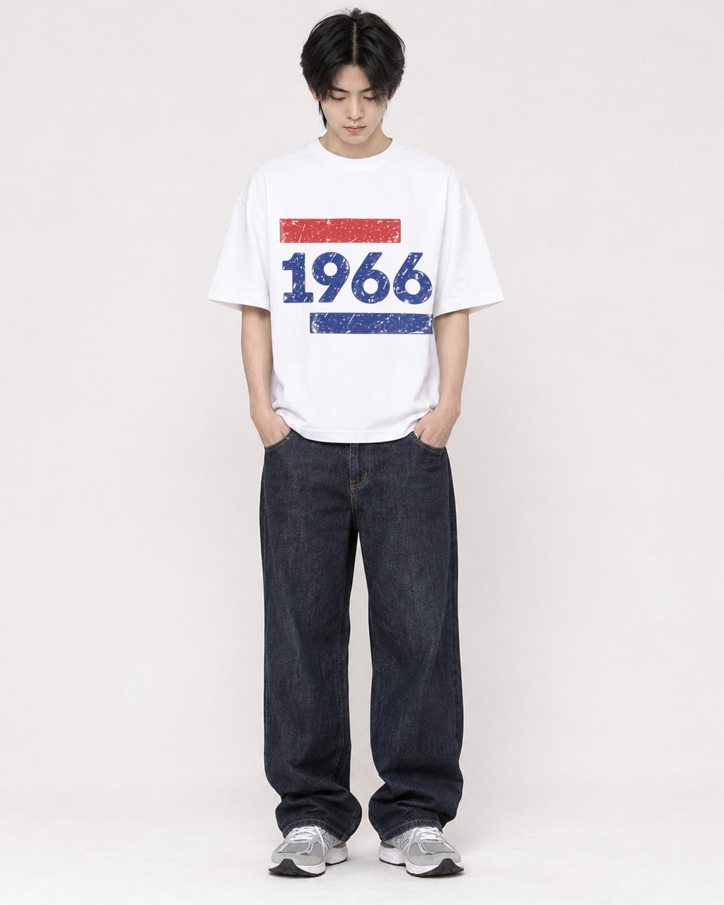 Mockup Boxy Heavyweight Tee White male full-body 11