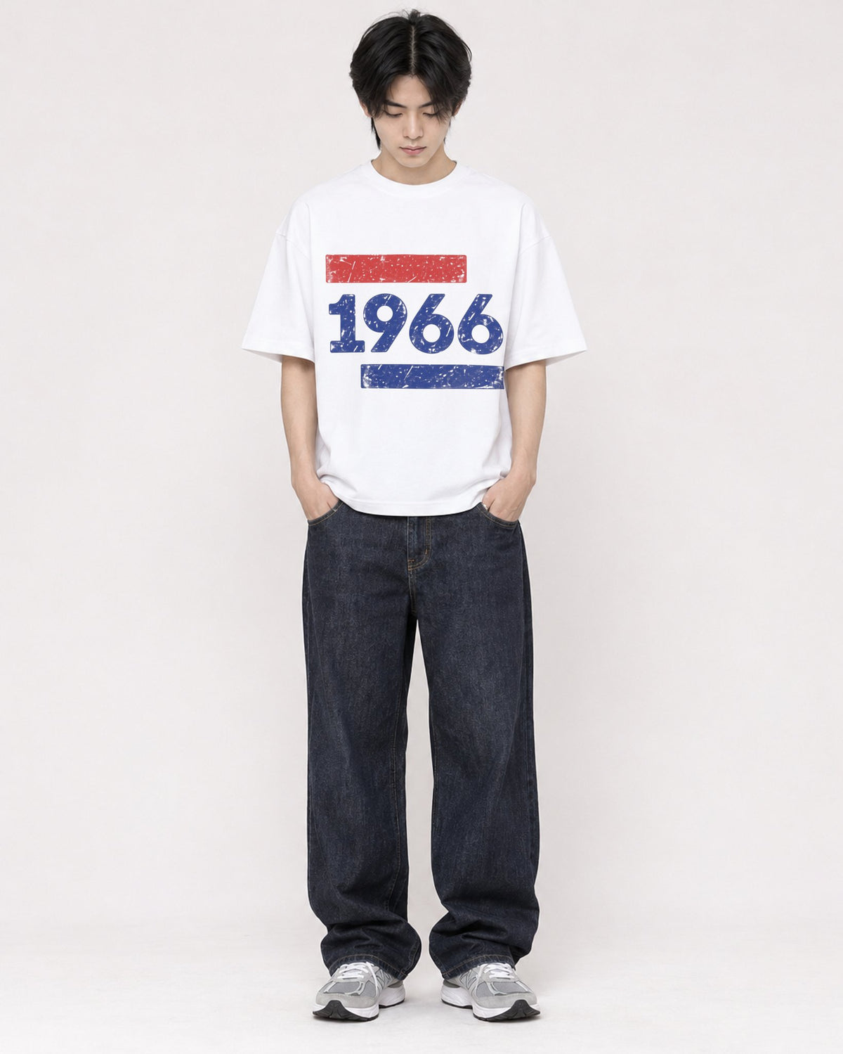 Mockup Boxy Heavyweight Tee White male full-body 11