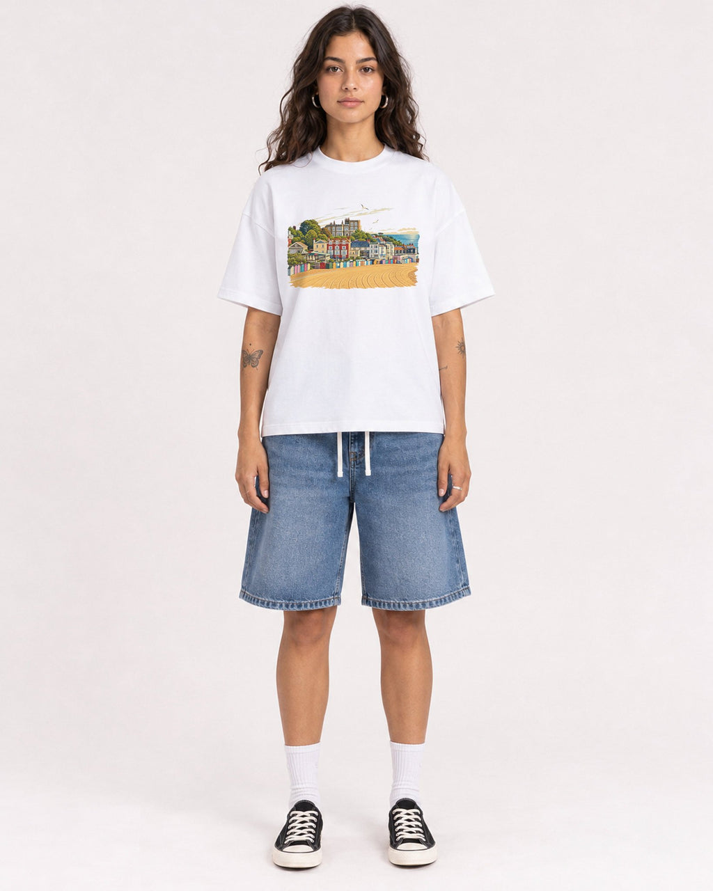 Mockup Boxy Heavyweight Tee White female full-body 06