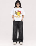 Mockup Boxy Heavyweight Tee White female full-body 13