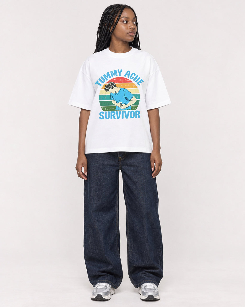 Mockup Boxy Heavyweight Tee White female full-body 04