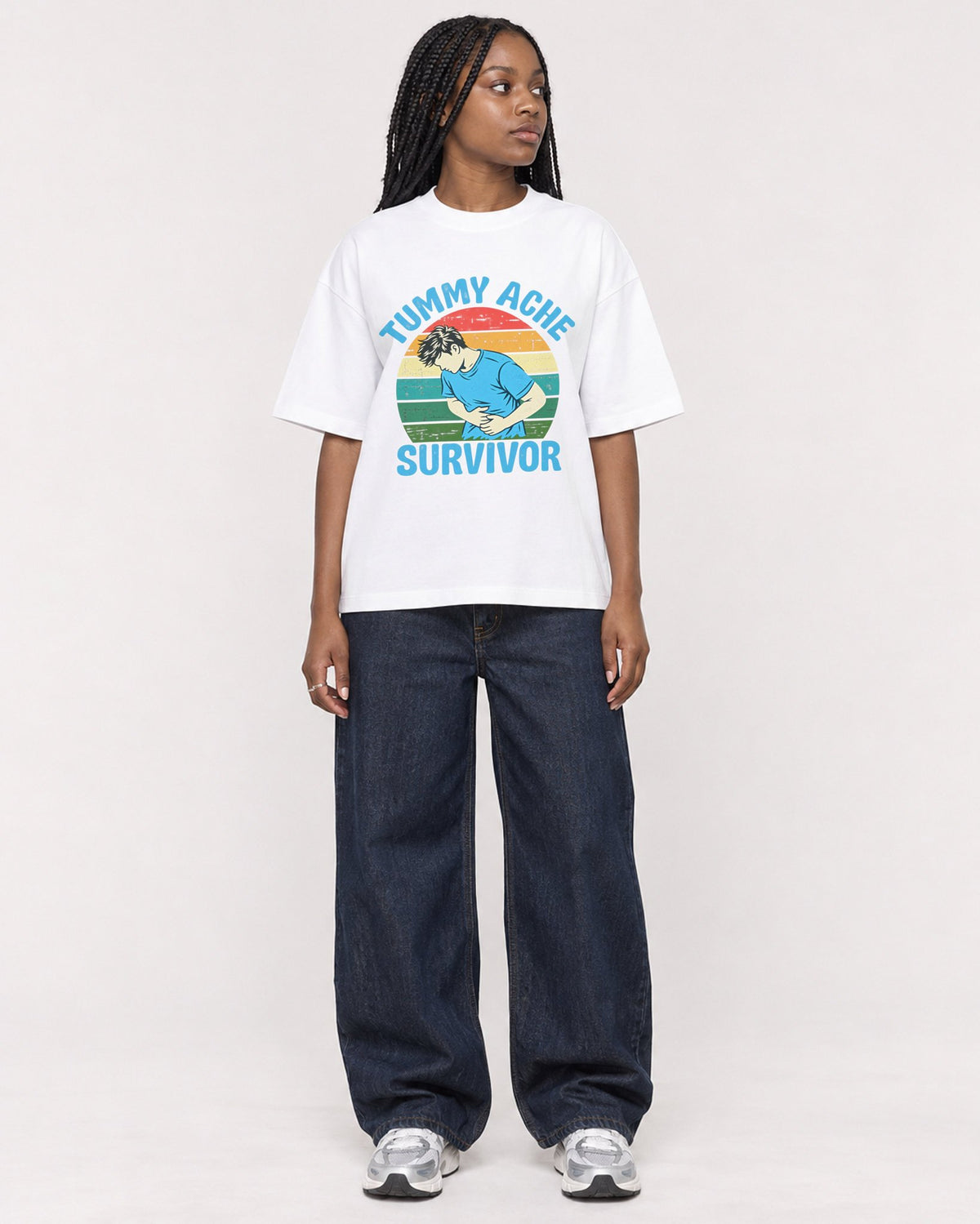 Mockup Boxy Heavyweight Tee White female full-body 04