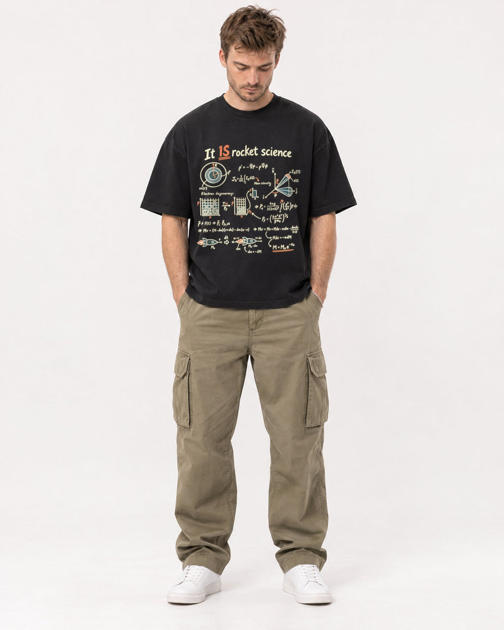 Mockup Boxy Heavyweight Tee Black male full-body 08