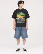 Mockup Boxy Heavyweight Tee Black male full-body 11
