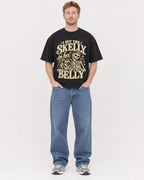 Mockup Boxy Heavyweight Tee Black male full-body 38
