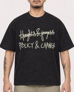 Mockup Boxy Heavyweight Tee Black male close-up 12