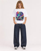 Mockup Boxy Heavyweight Tee White female full-body 49