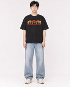 Mockup Boxy Heavyweight Tee Black male full-body 01
