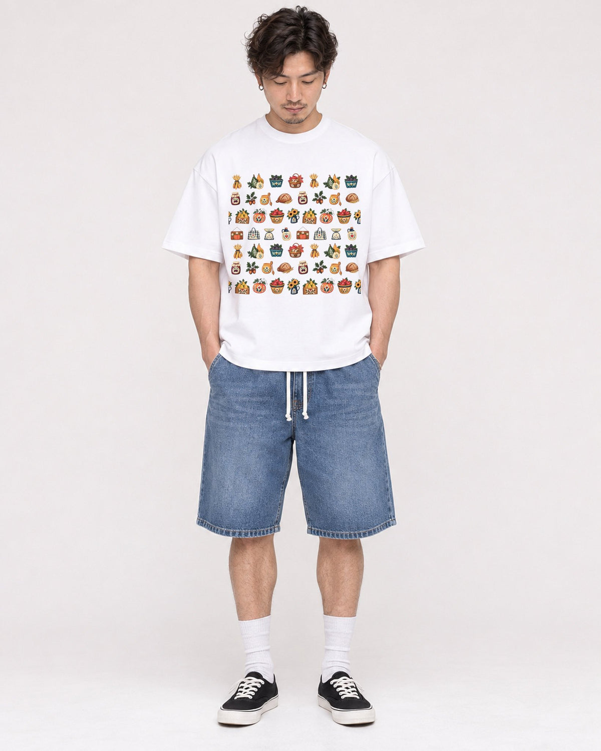 Mockup Boxy Heavyweight Tee White male full-body 03