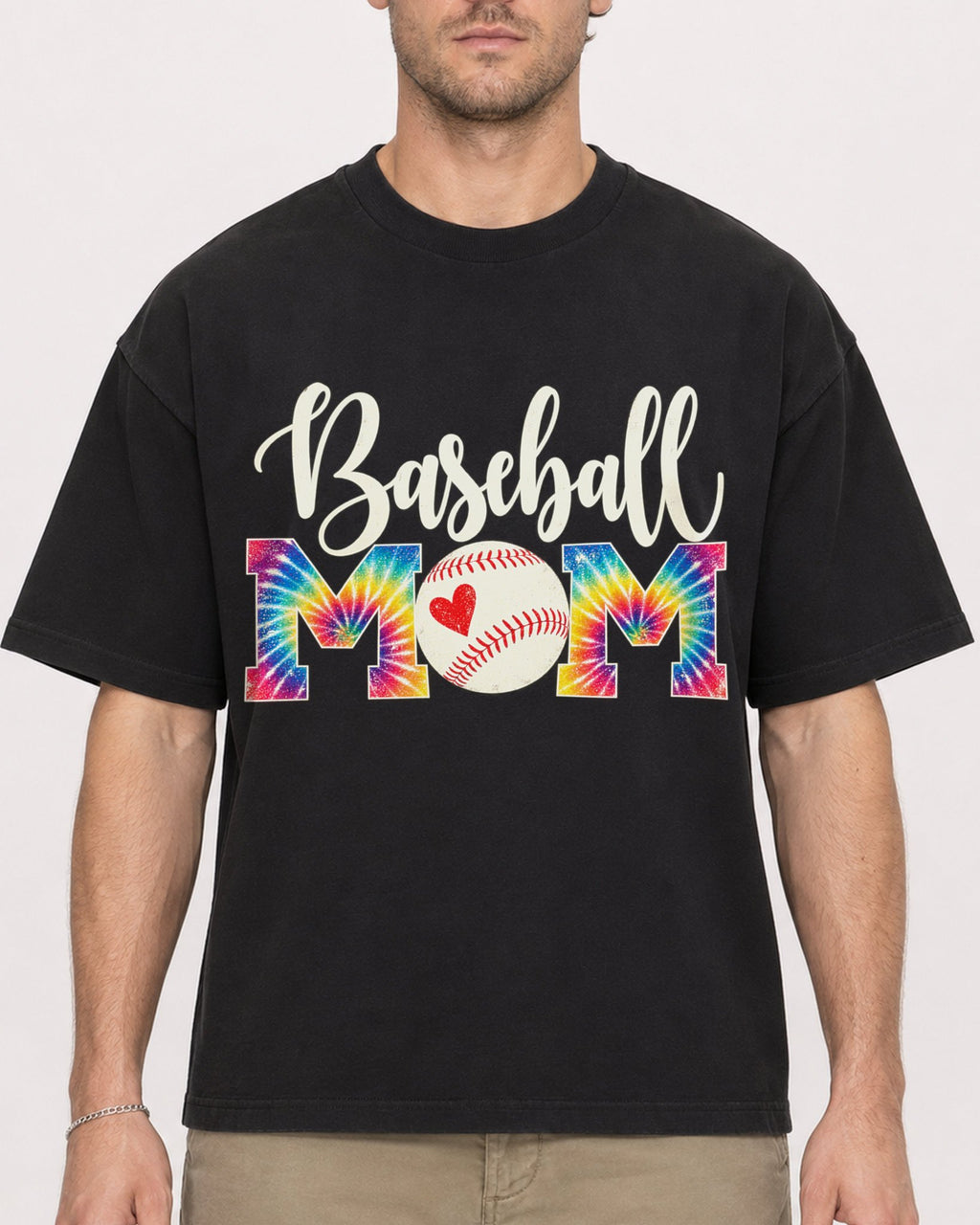 Mockup Boxy Heavyweight Tee Black male close-up 08