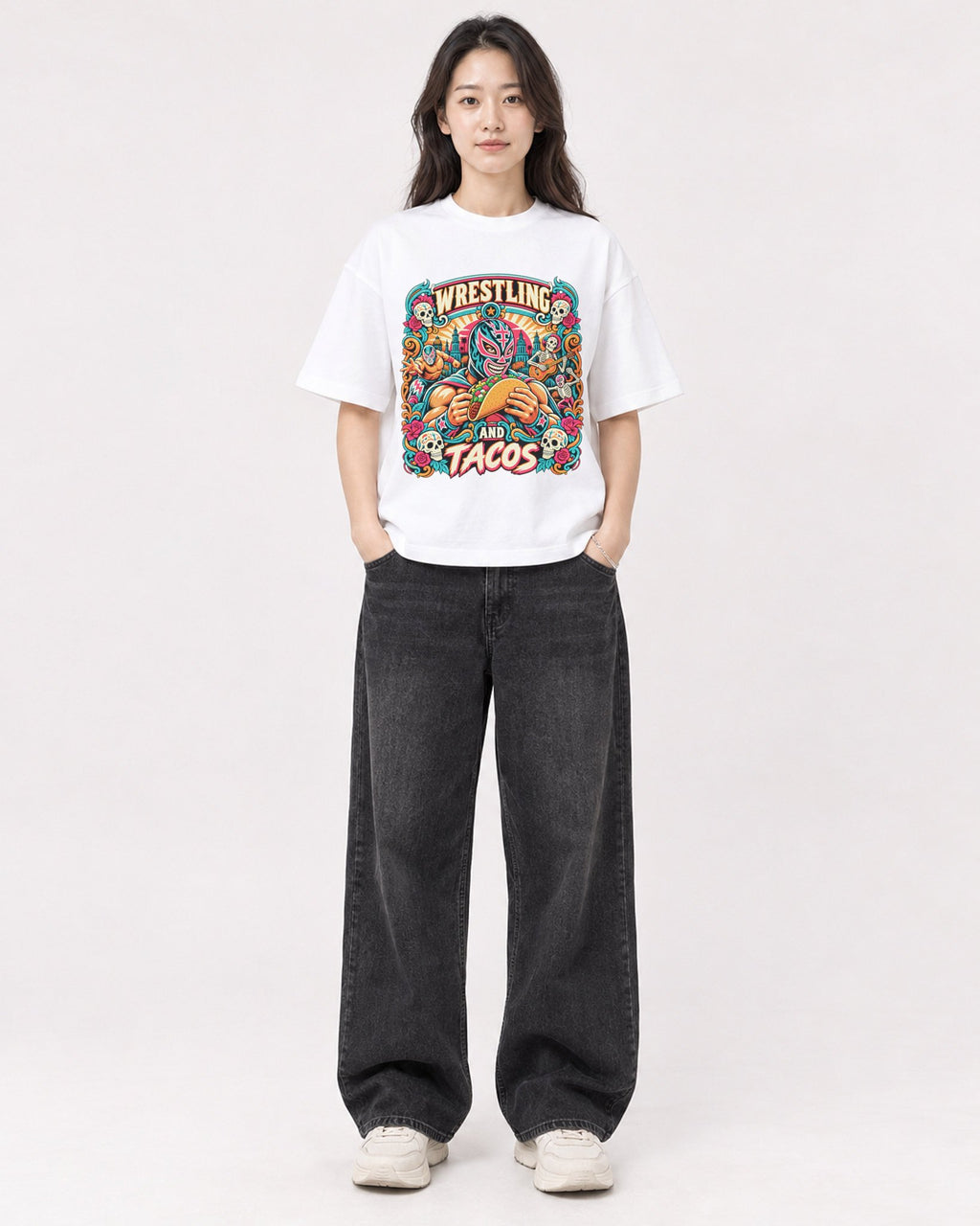 Mockup Boxy Heavyweight Tee White female full-body 03