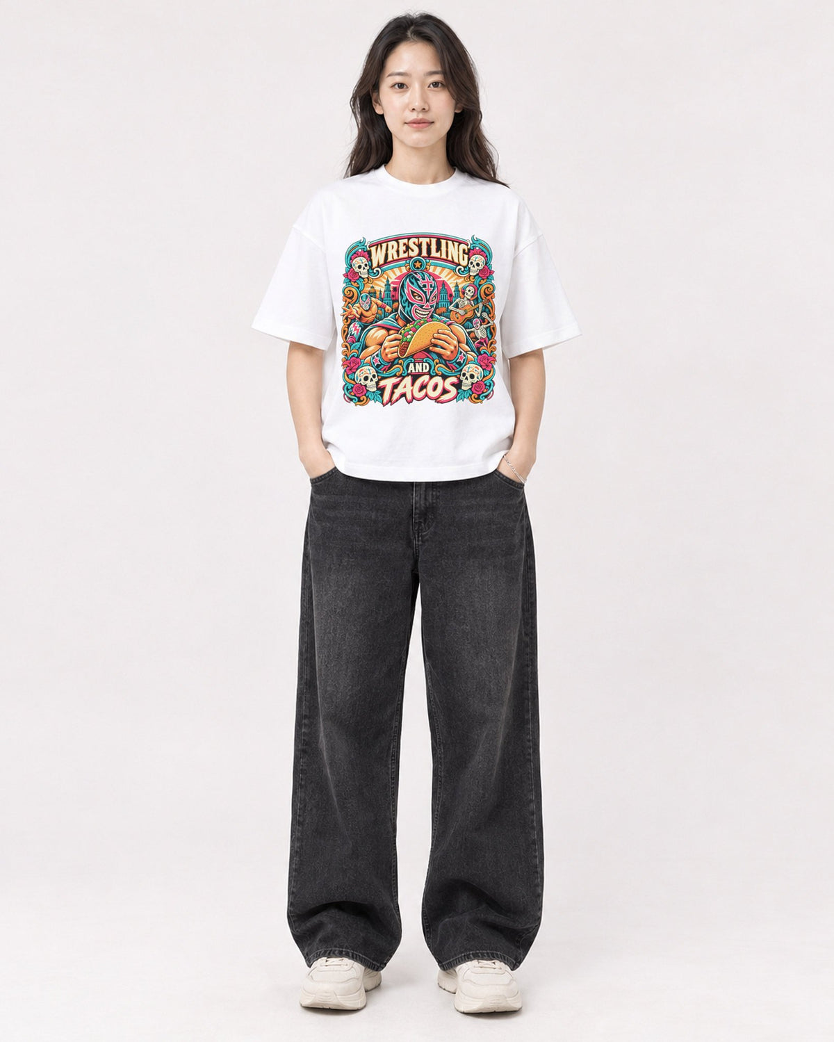 Mockup Boxy Heavyweight Tee White female full-body 03